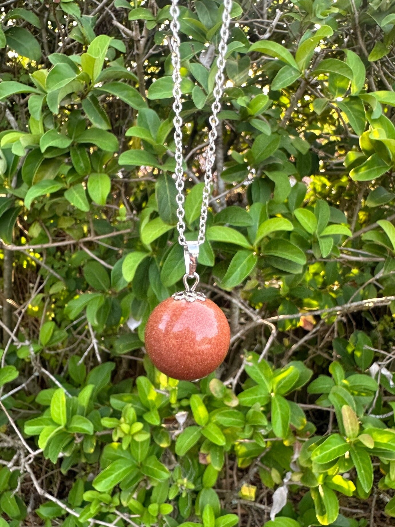 Goldstone Ball Pendant Necklace