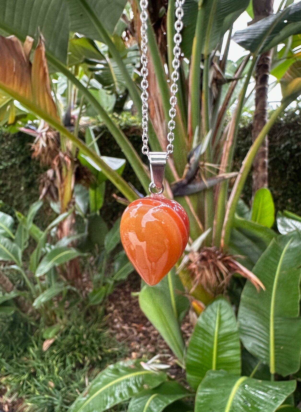 Red Agate Acorn Pendant Necklace
