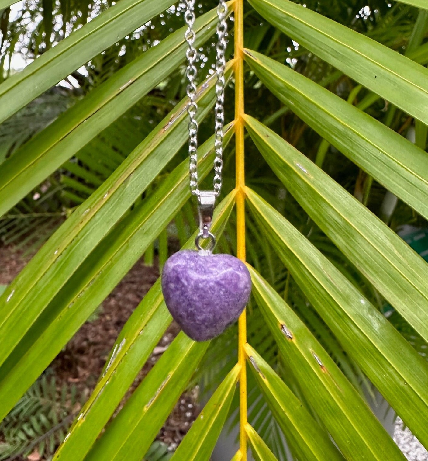 Dainty Lepidolite Heart Pendant Necklace