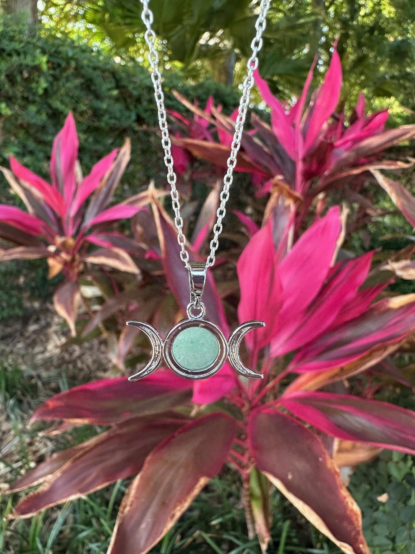 Green Aventurine Celestial 2 Moon Necklace