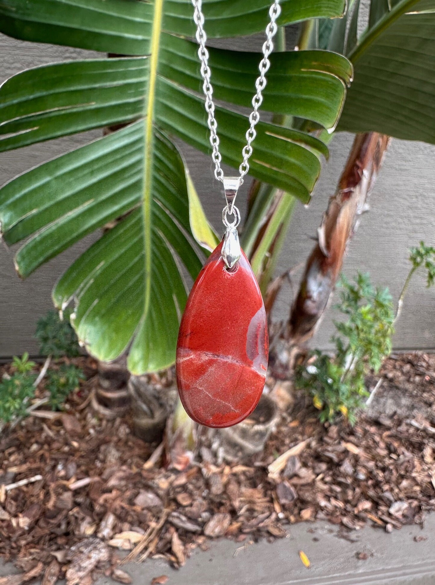 Red Jasper Teardrop Pendant Necklace