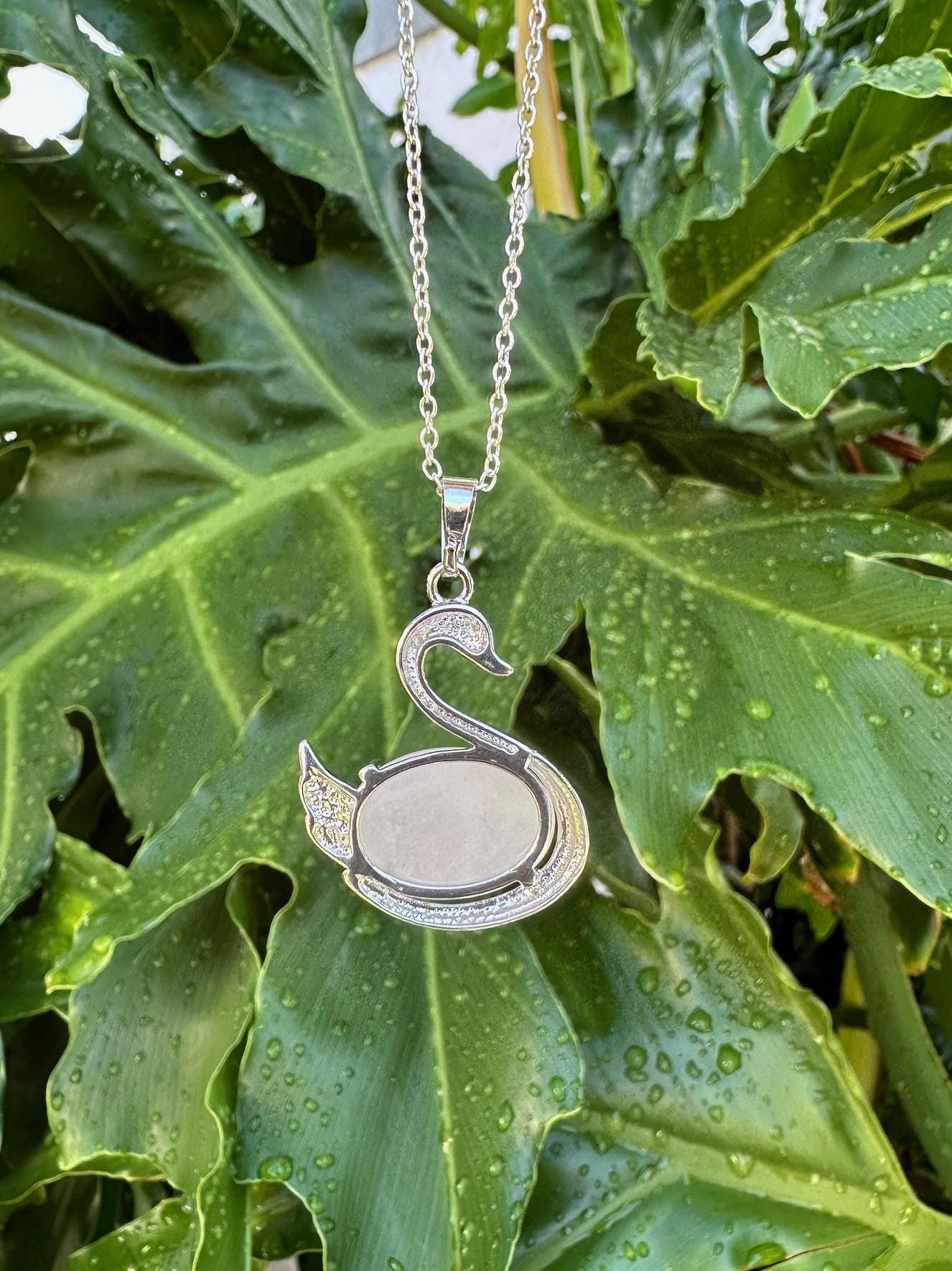 Rose Quartz Swan Necklace