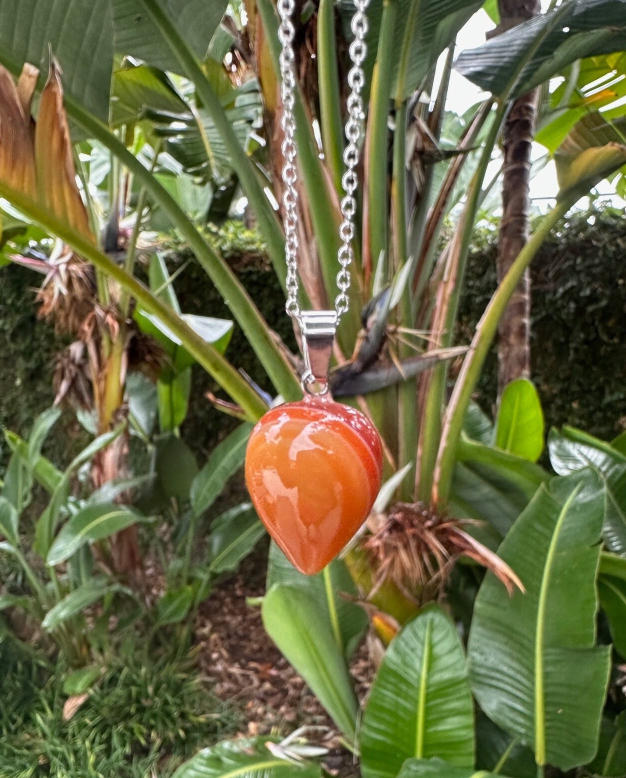 Red Agate Acorn Pendant Necklace