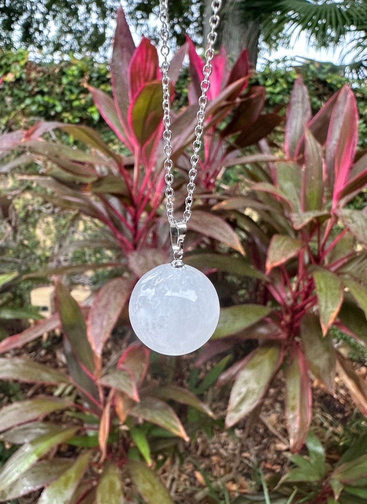 Clear Quartz Ball Pendant Necklace