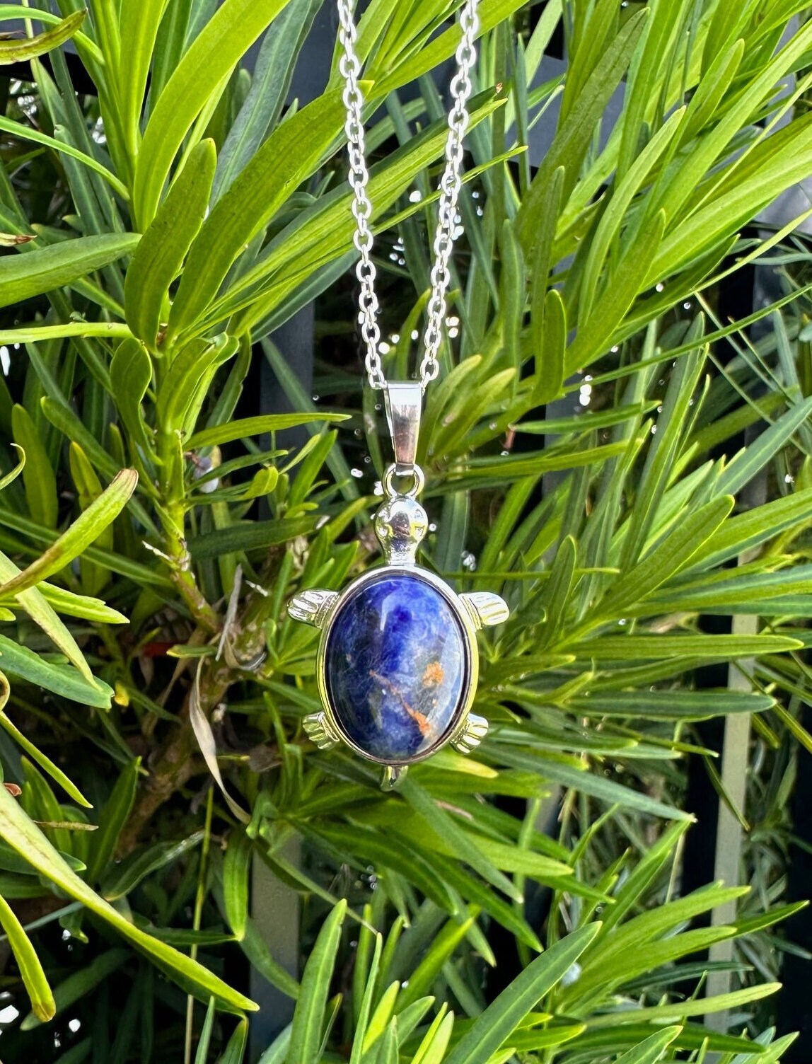 Sodalite Turtle Pendant Necklace