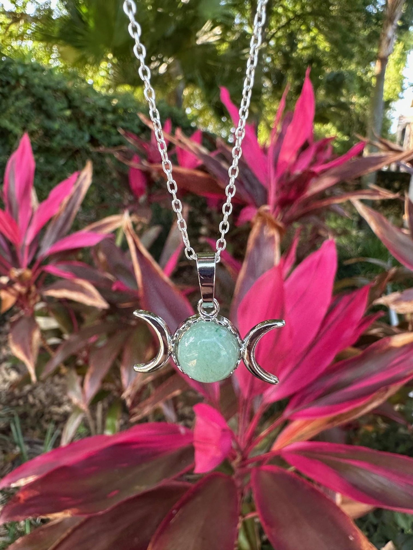 Green Aventurine Celestial 2 Moon Necklace