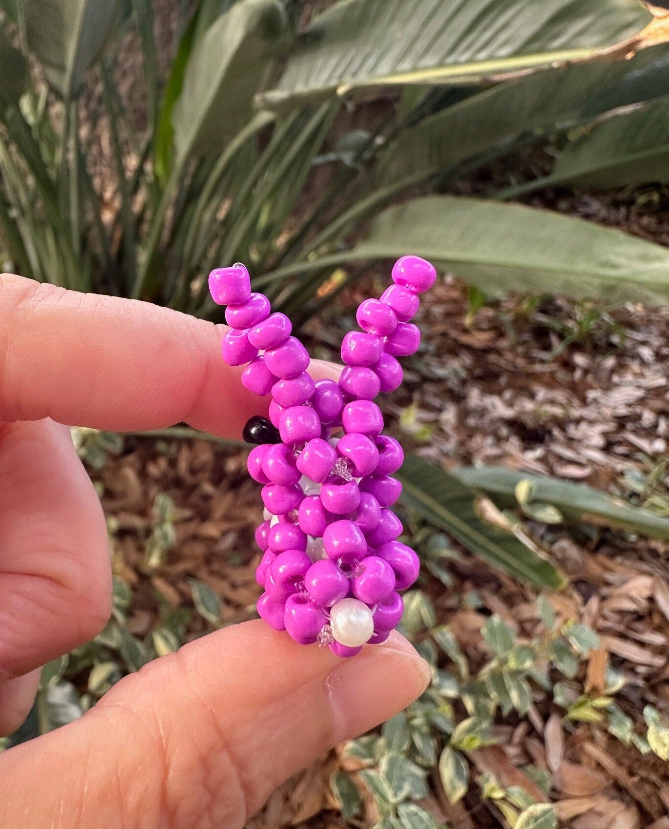 Beaded Purple Easter Bunny Figurine