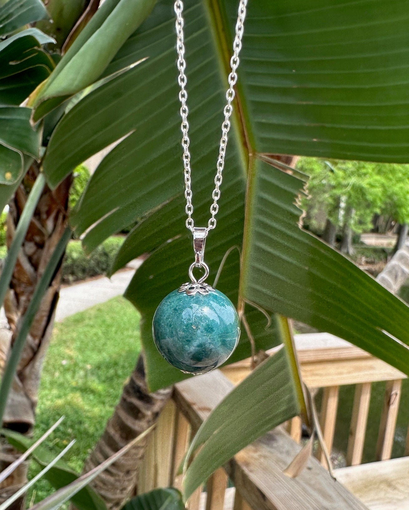 Indian Agate Ball Pendant Necklace