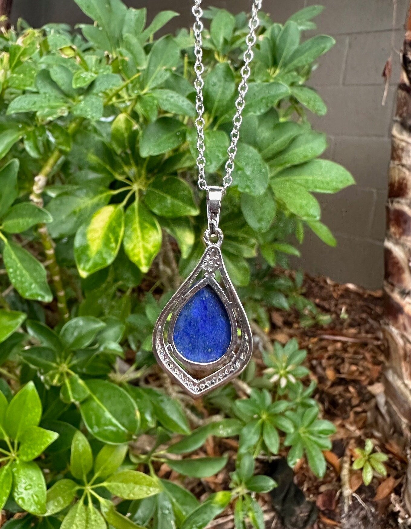 Lapis Lazuli Rhombus Pendant Necklace