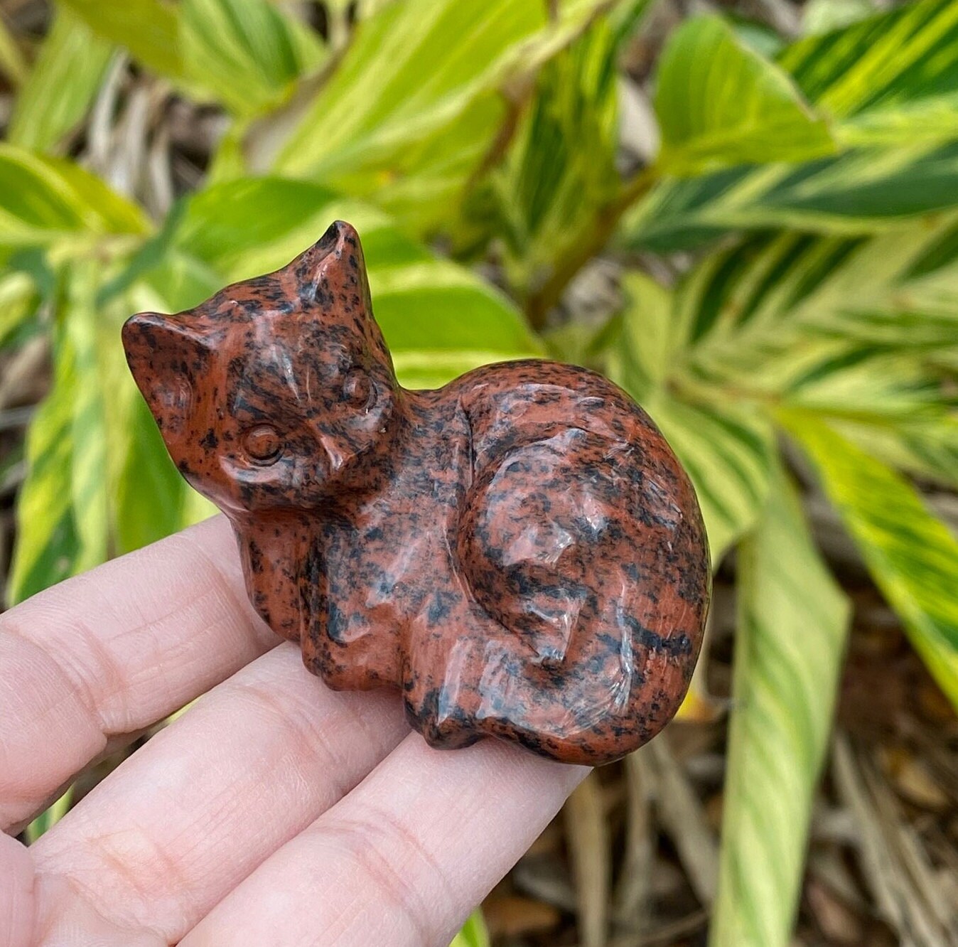 Mahogany Obsidian Cat Figurine