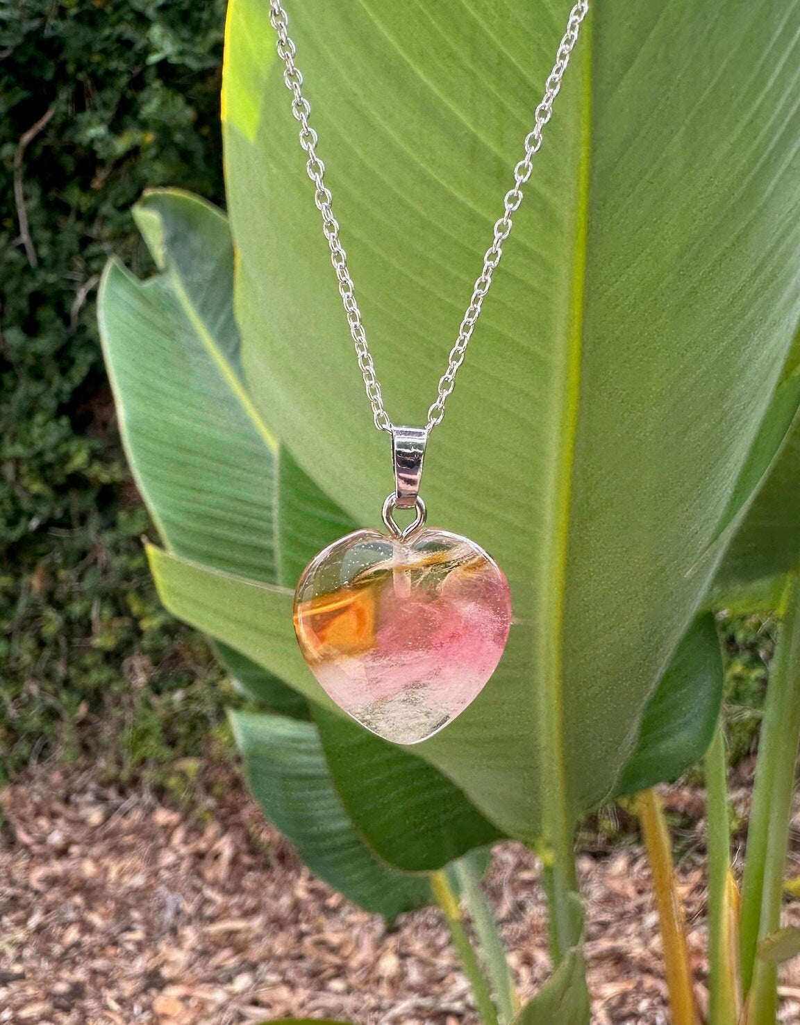 Cherry Quartz Heart Pendant Necklace