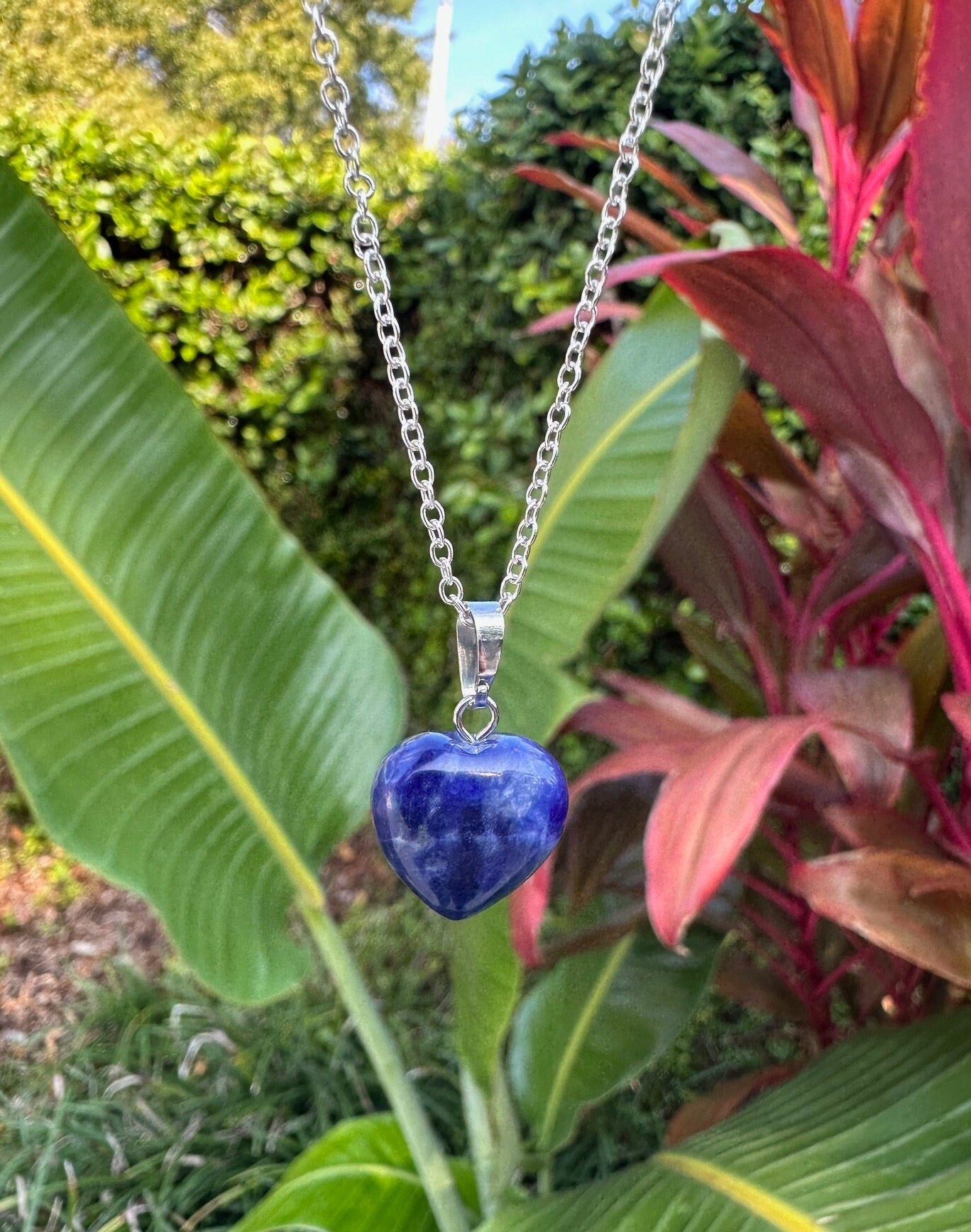 Sodalite Heart Pendant Necklace