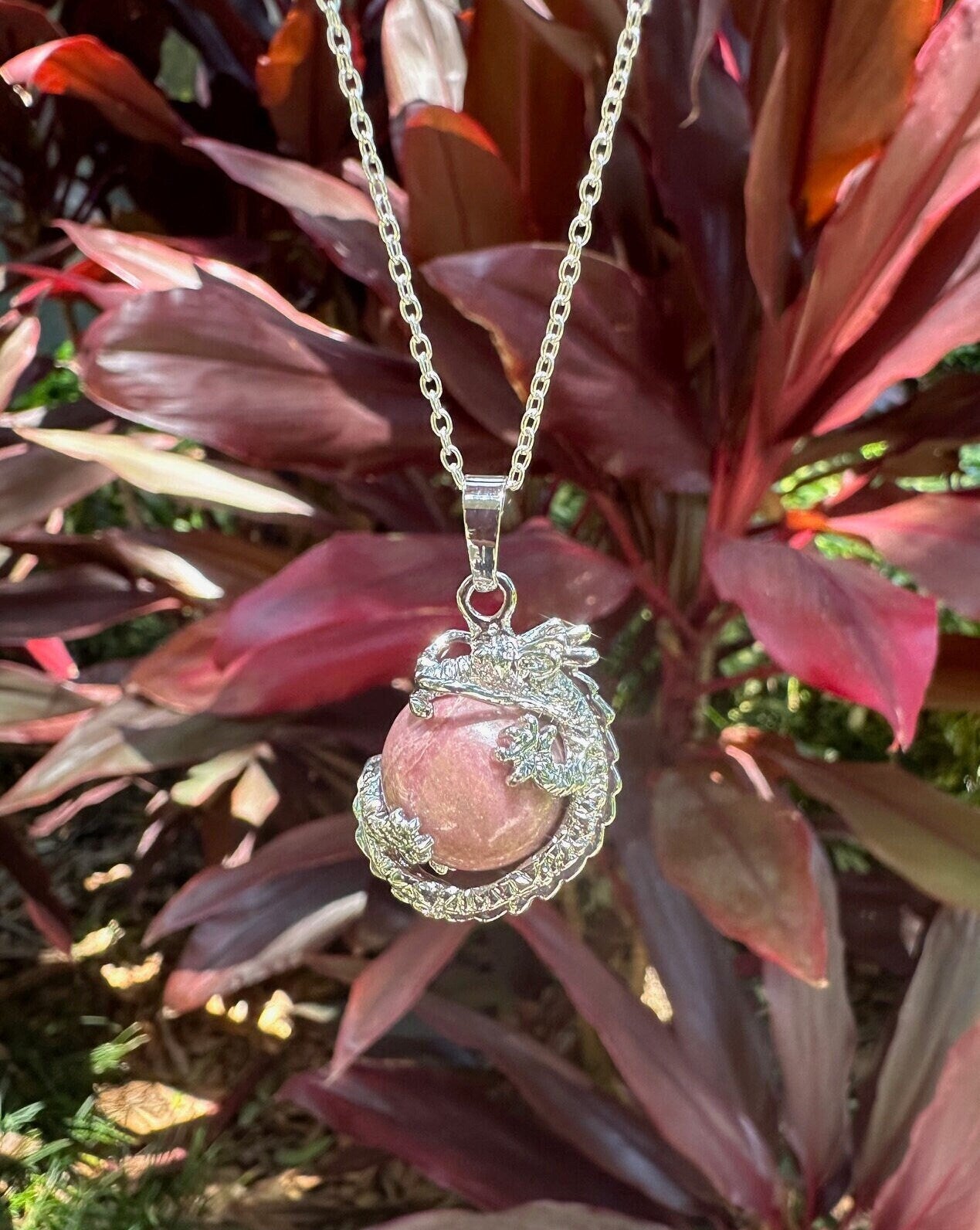 Rhodonite Dragon Ball Necklace