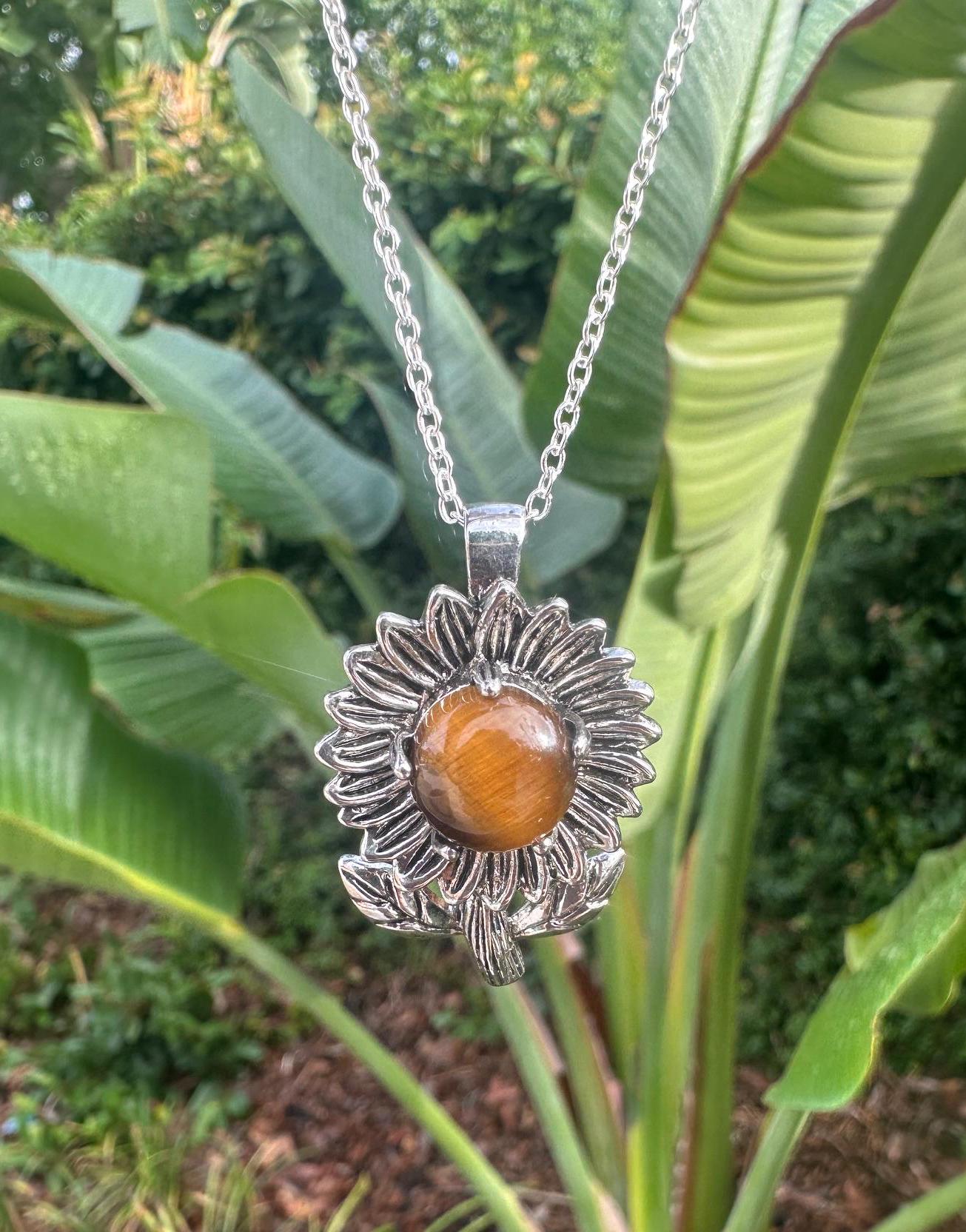Tiger Eye Sunflower Necklace