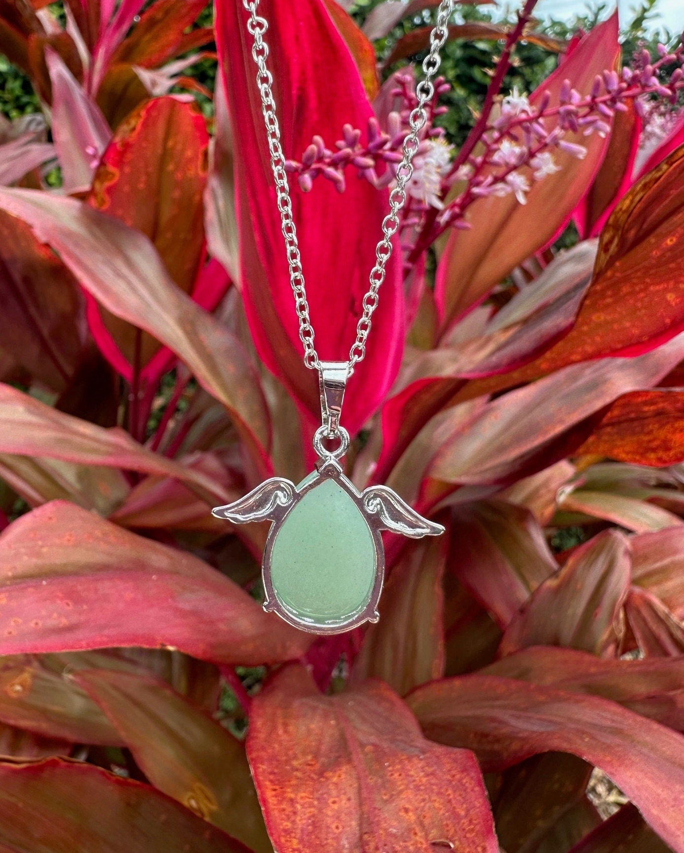 Green Aventurine Angelic Egg Pendant Necklace