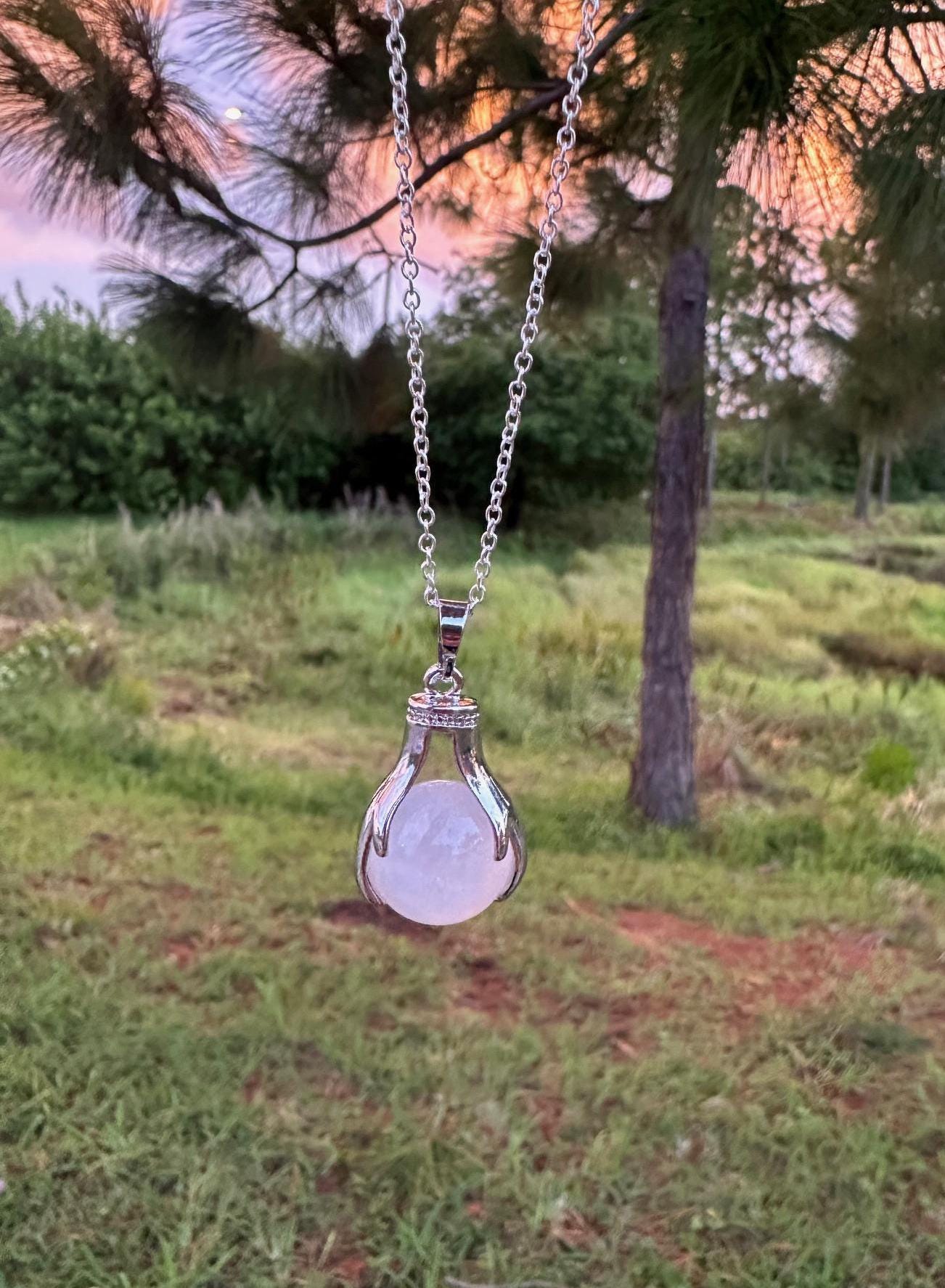 Rose Quartz Hands Necklace