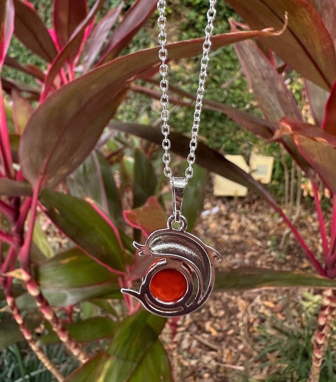 Red Jasper Dolphin Pendant Necklace