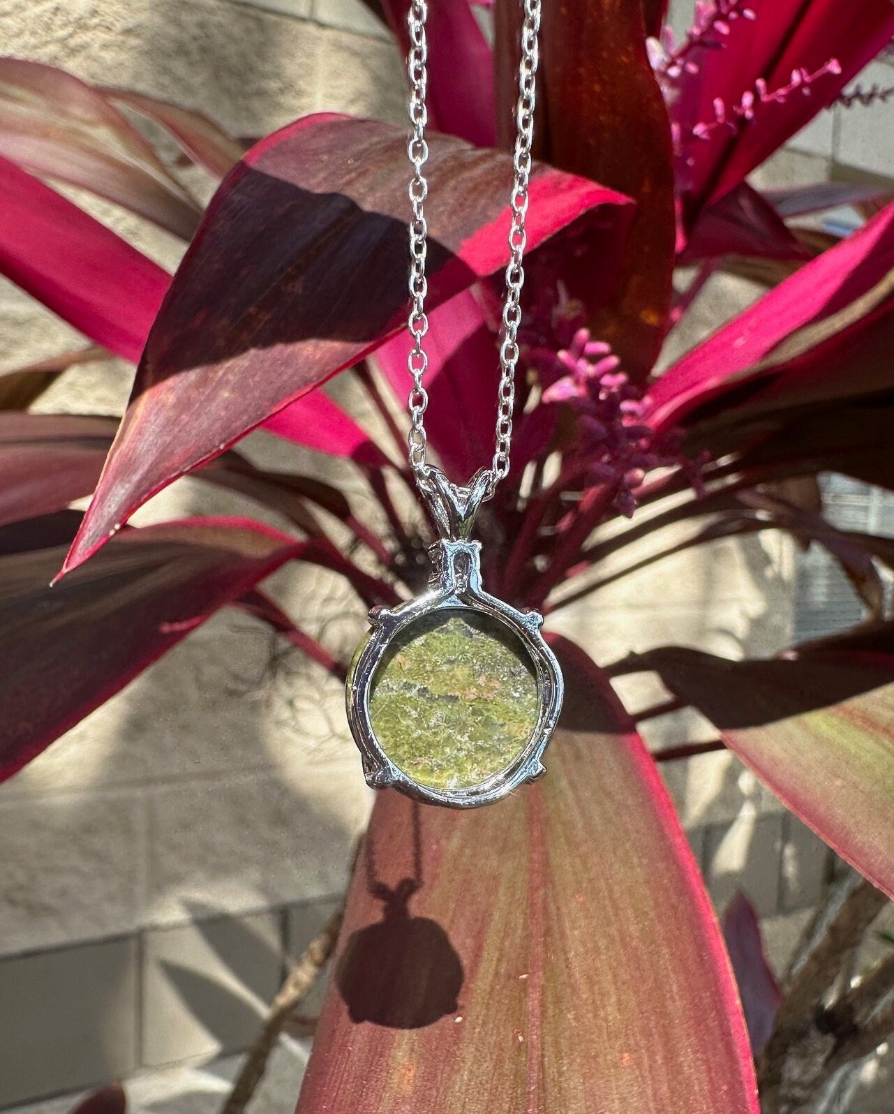 Unakite Prism Pendant Necklace