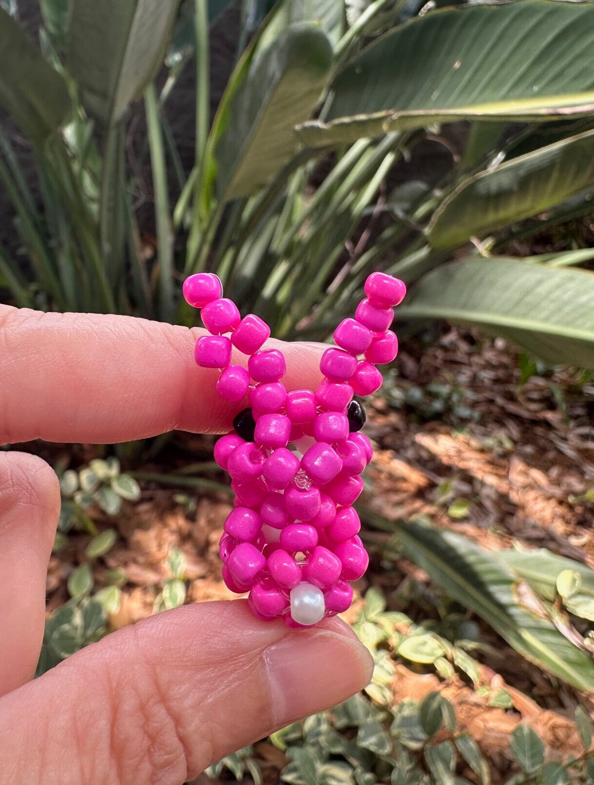 Beaded Magenta Easter Bunny Figurine