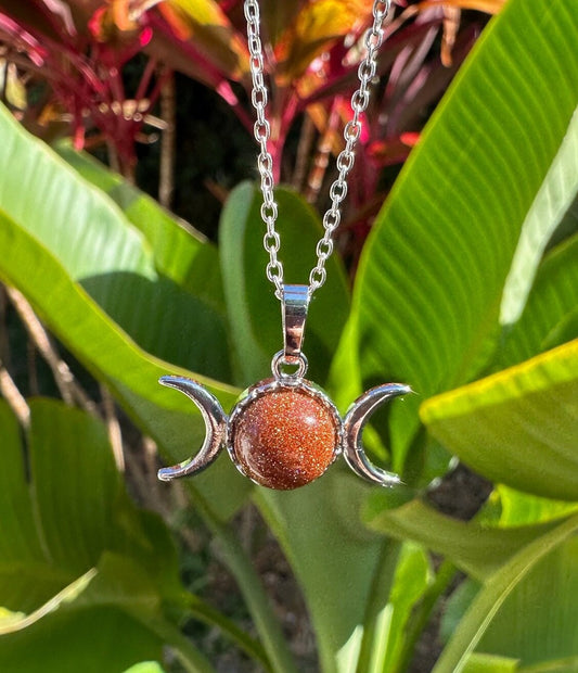 Goldstone Celestial 2 Moon Necklace