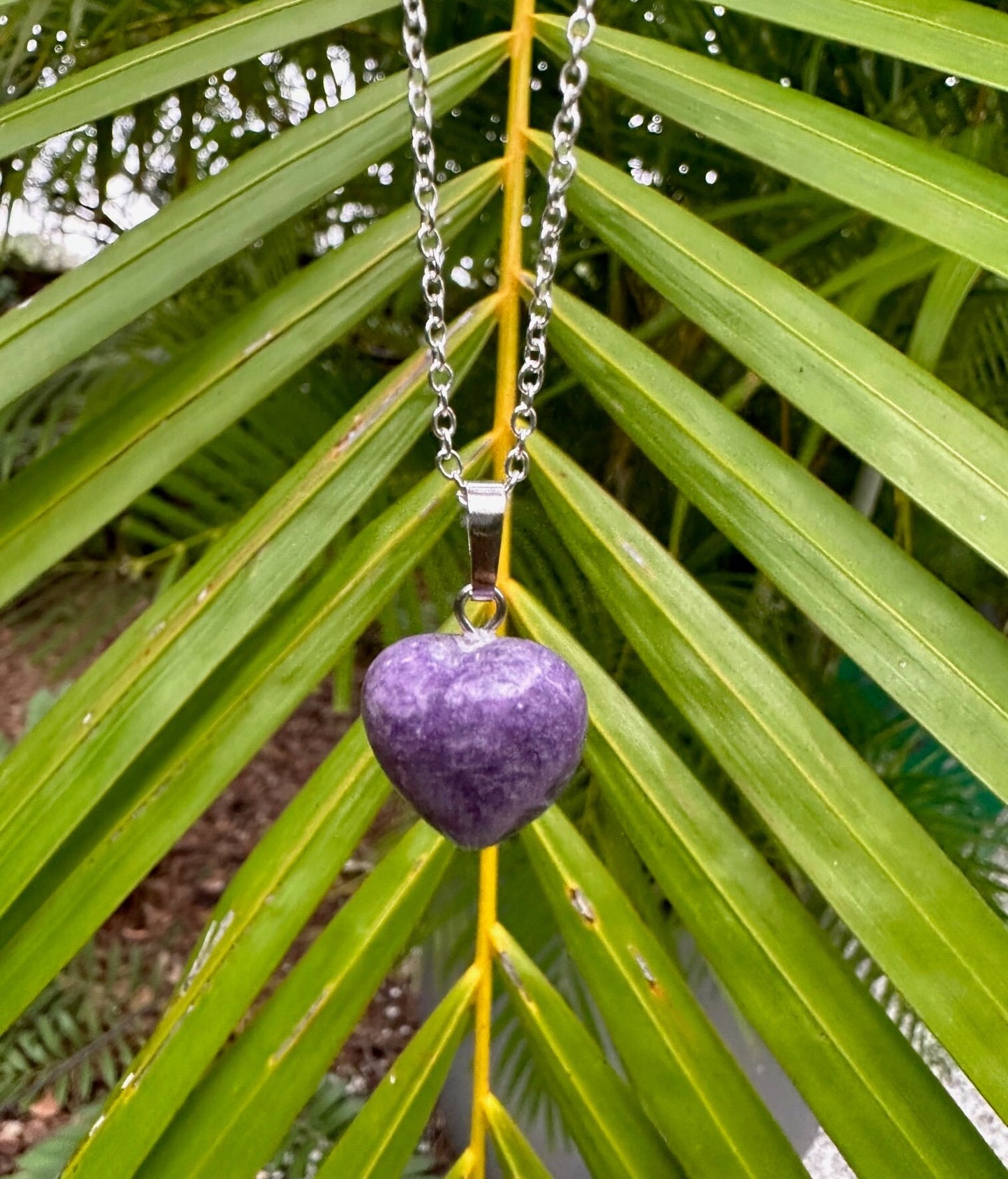 Dainty Lepidolite Heart Pendant Necklace