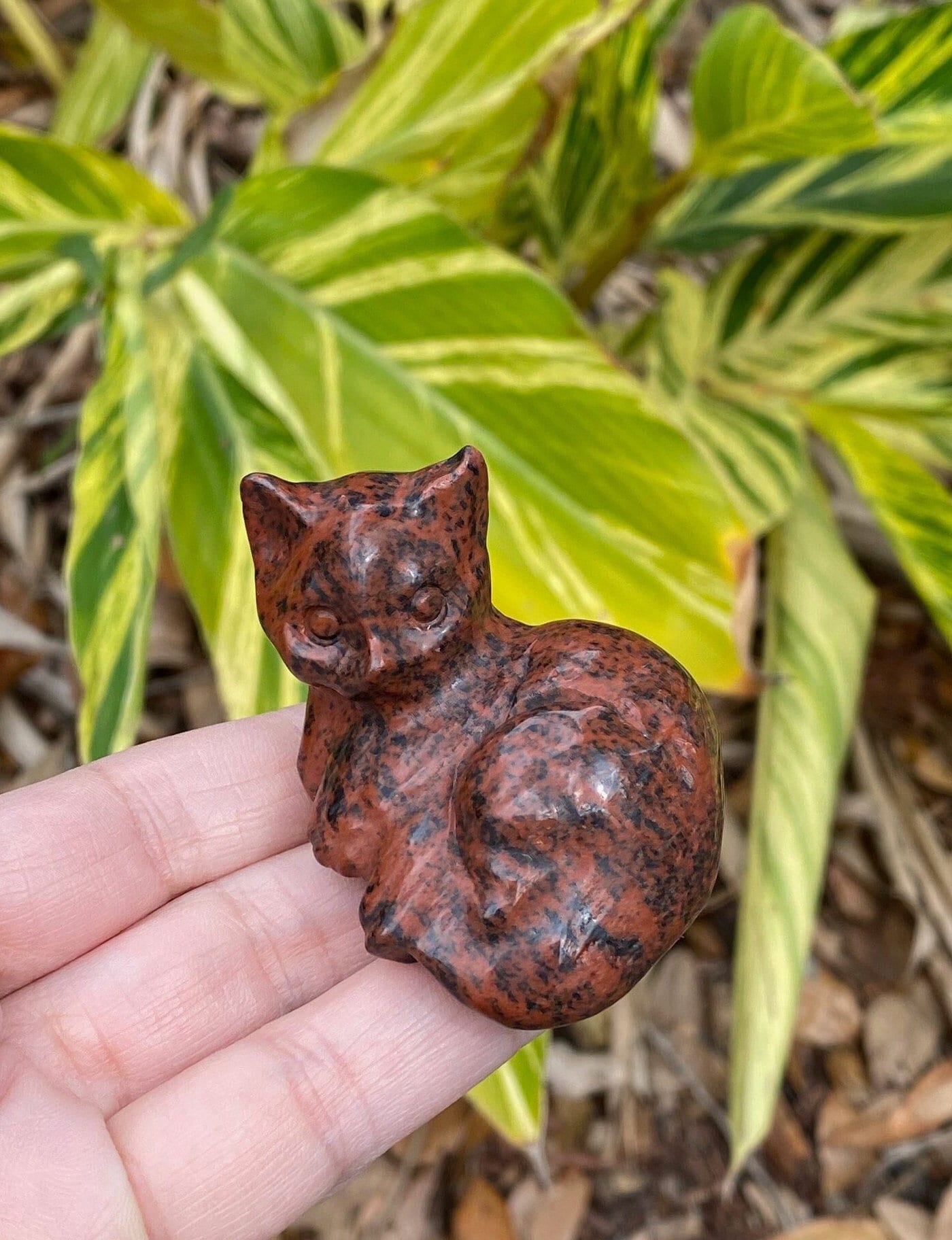 Mahogany Obsidian Cat Figurine