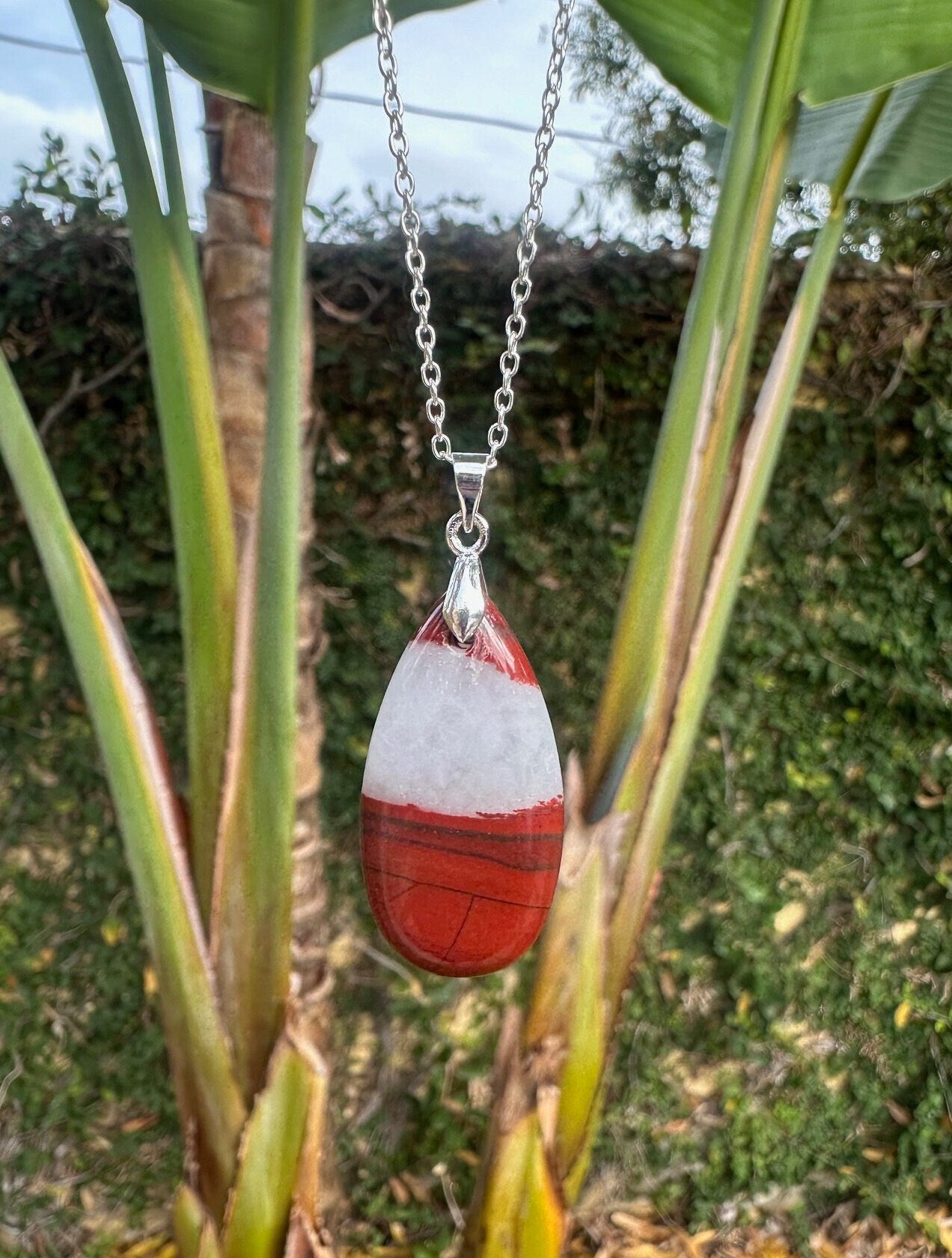 Red Jasper Teardrop Pendant Necklace