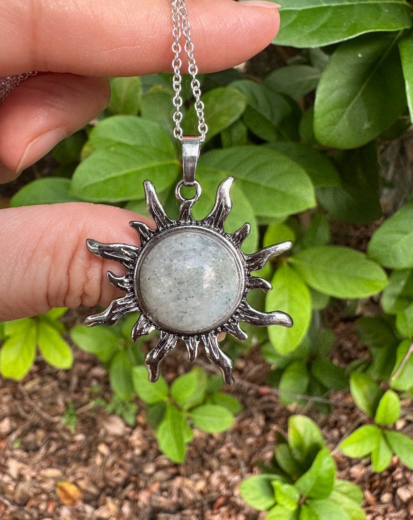 Labradorite Sun Pendant Necklace