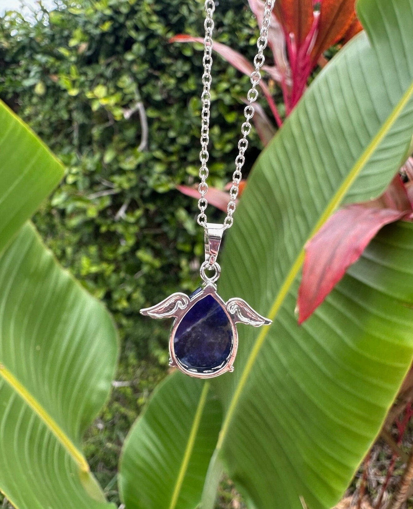 Sodalite Angelic Egg Pendant Necklace