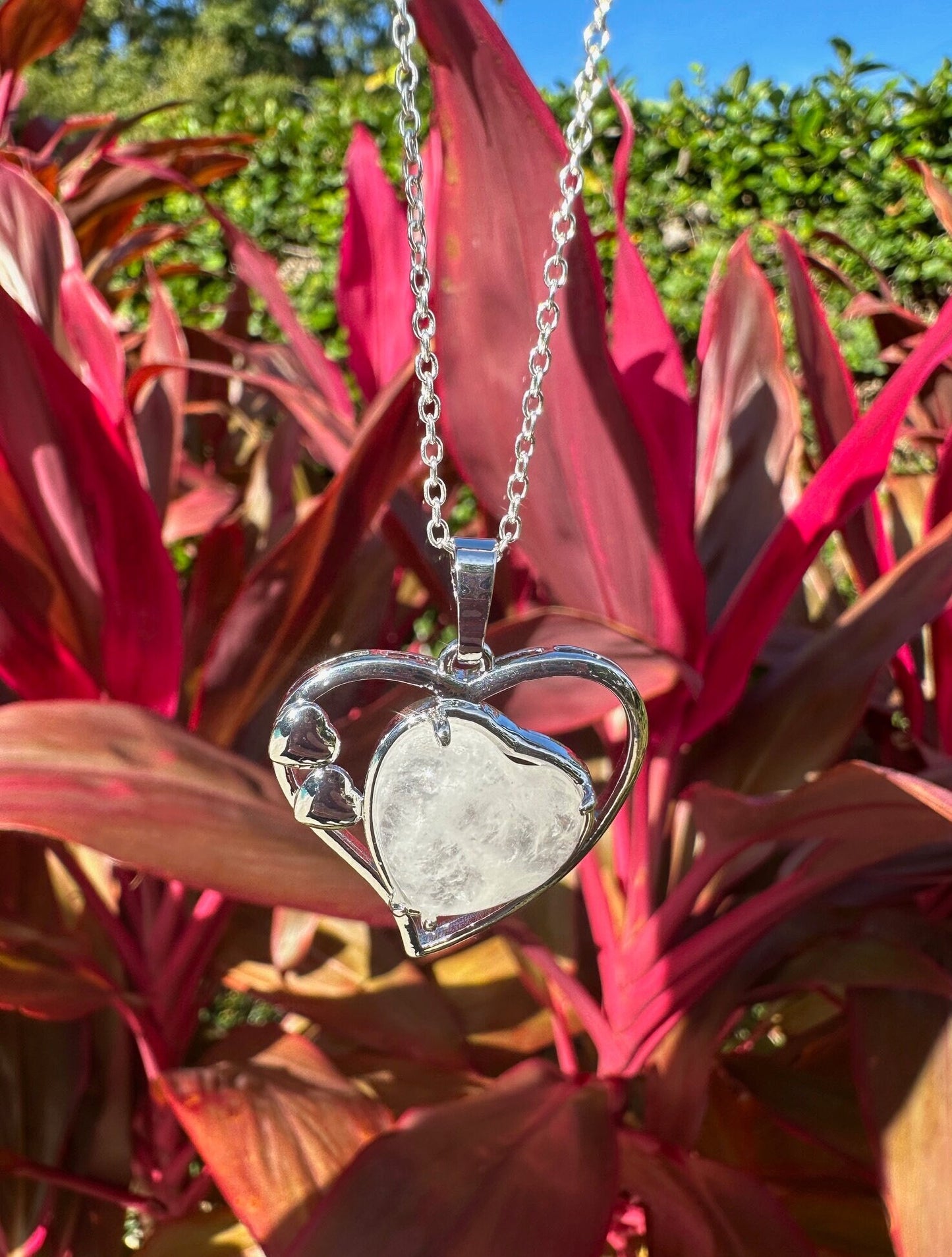 Clear Quartz Heart Pendant Necklace