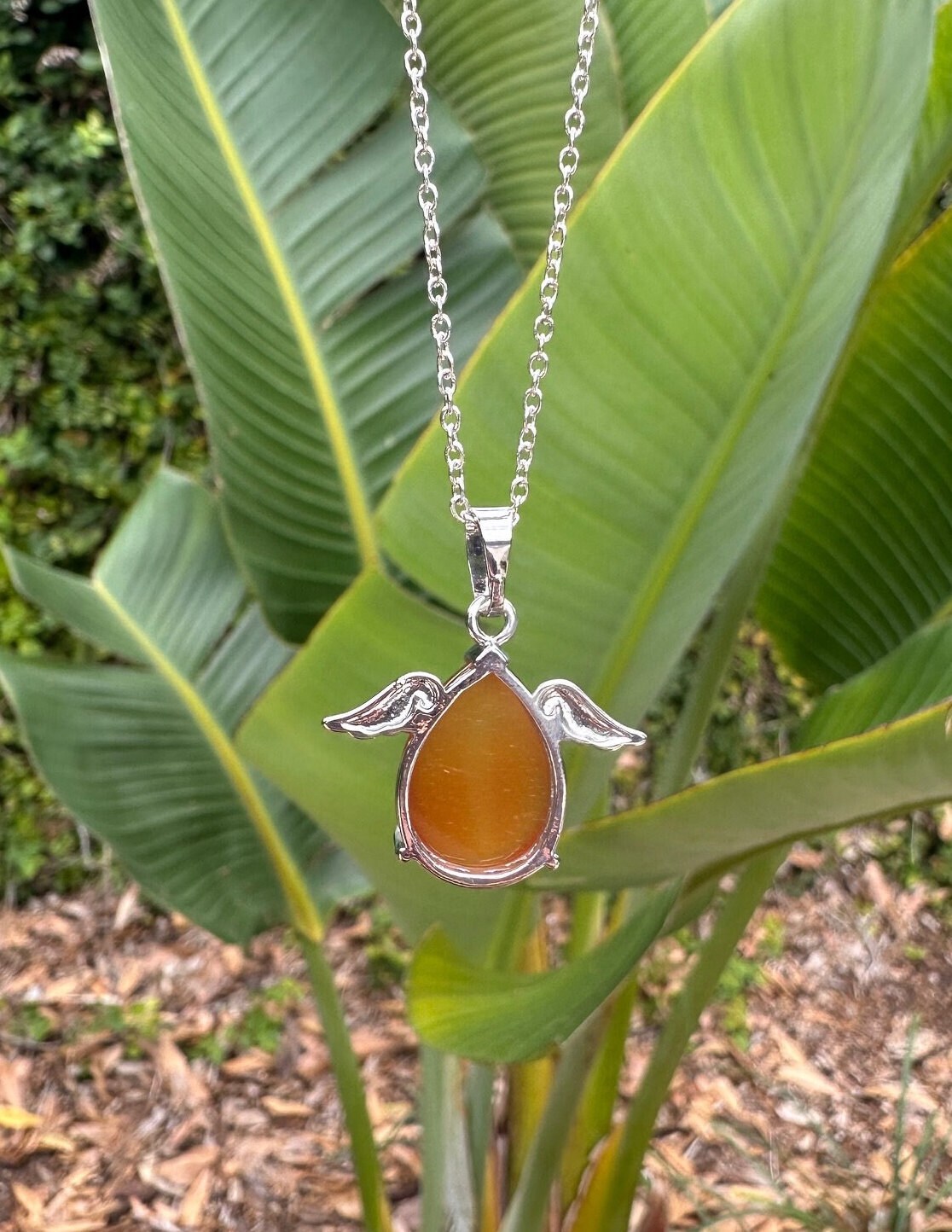 Carnelian Angelic Egg Pendant Necklace