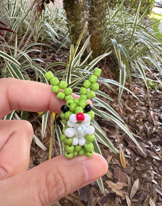 Beaded Green Easter Bunny Figurine