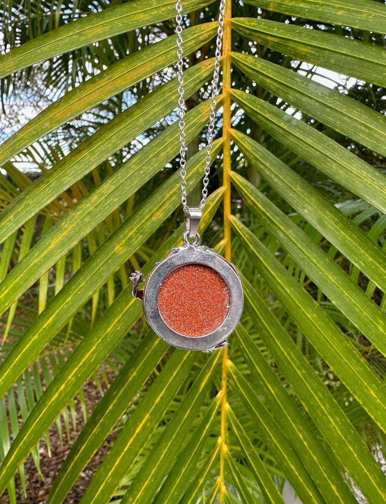 Goldstone Dragon Flat Pendant Necklace