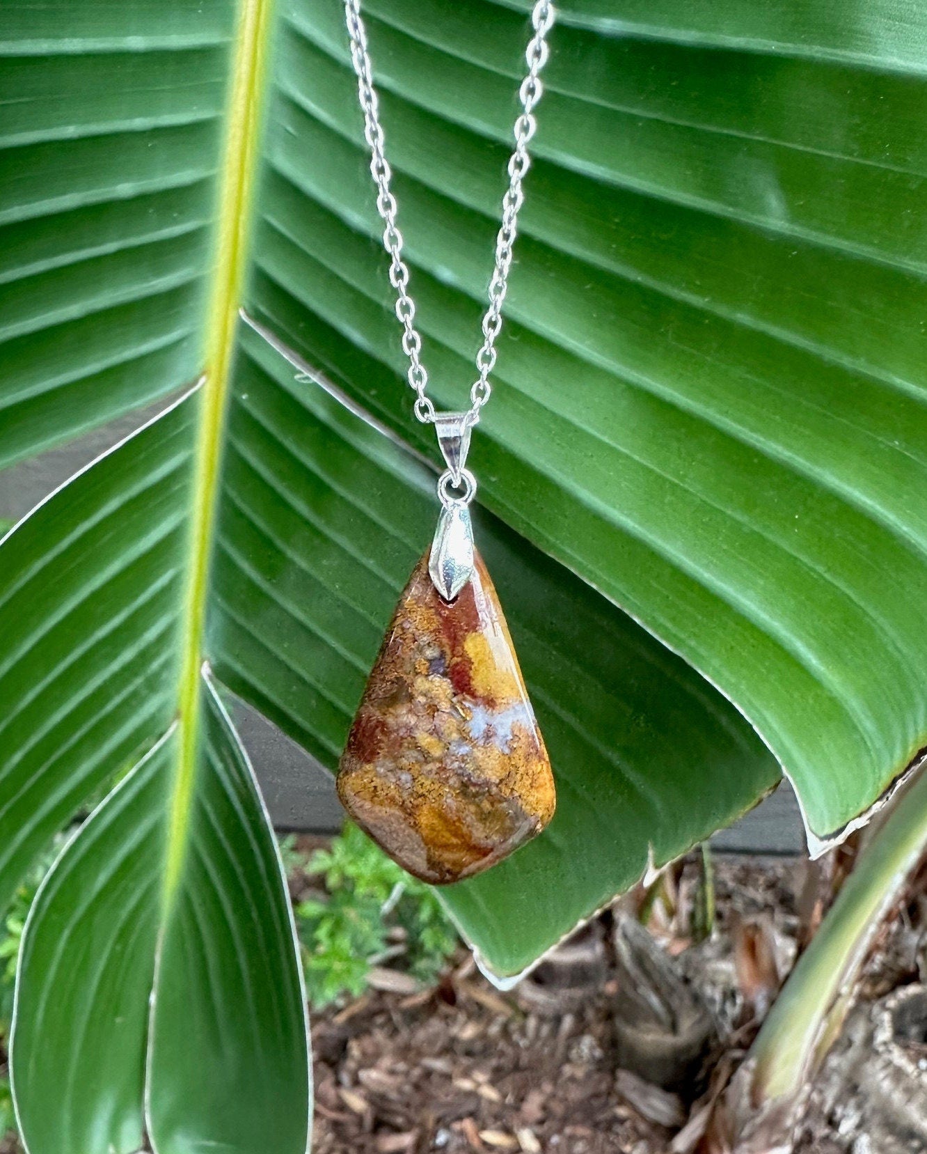Indian Bloodstone Shield Pendant Necklace