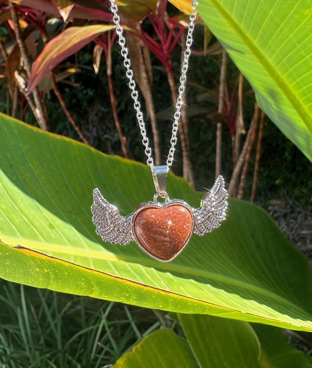 Goldstone Wings Pendant Necklace