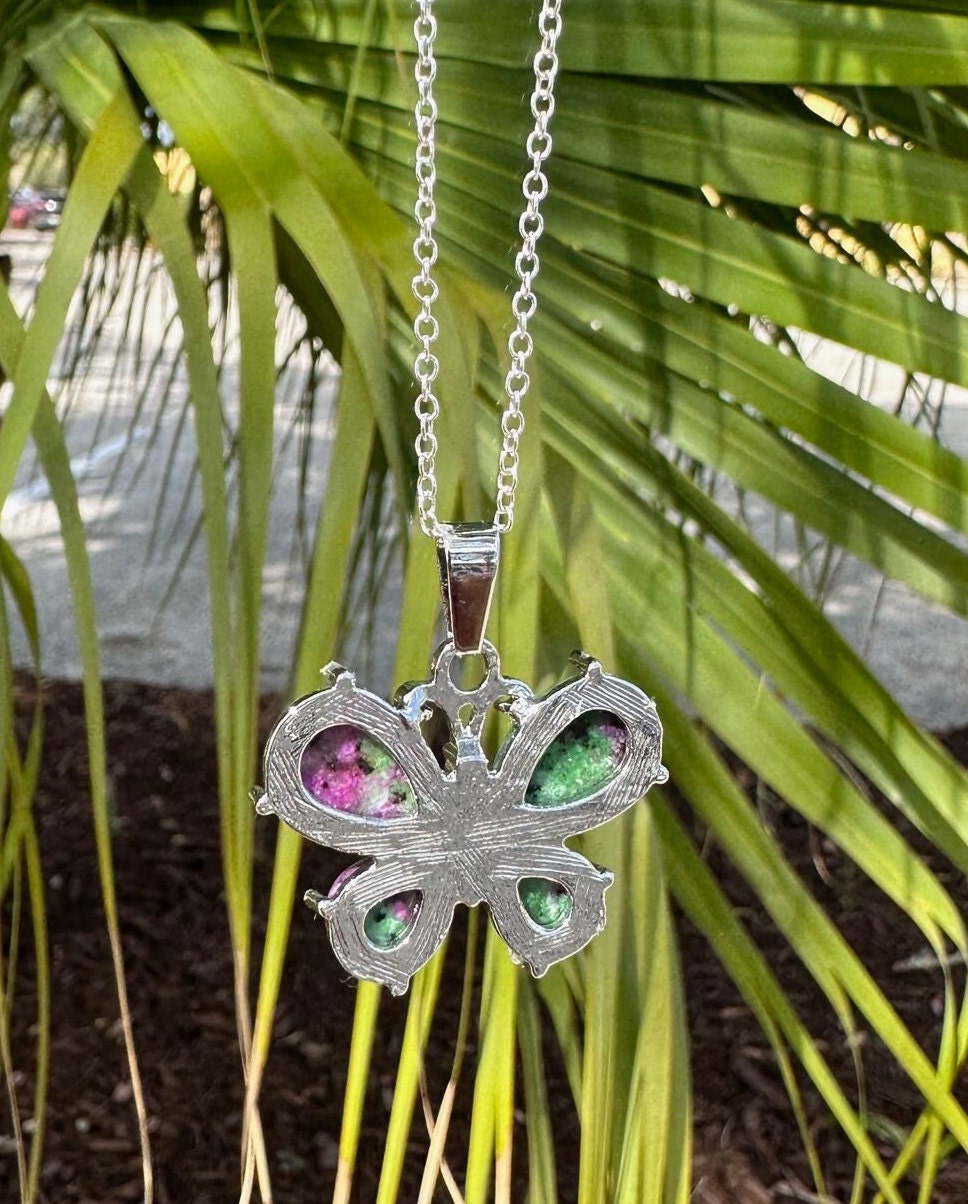 Ruby Zoisite Butterfly Necklace