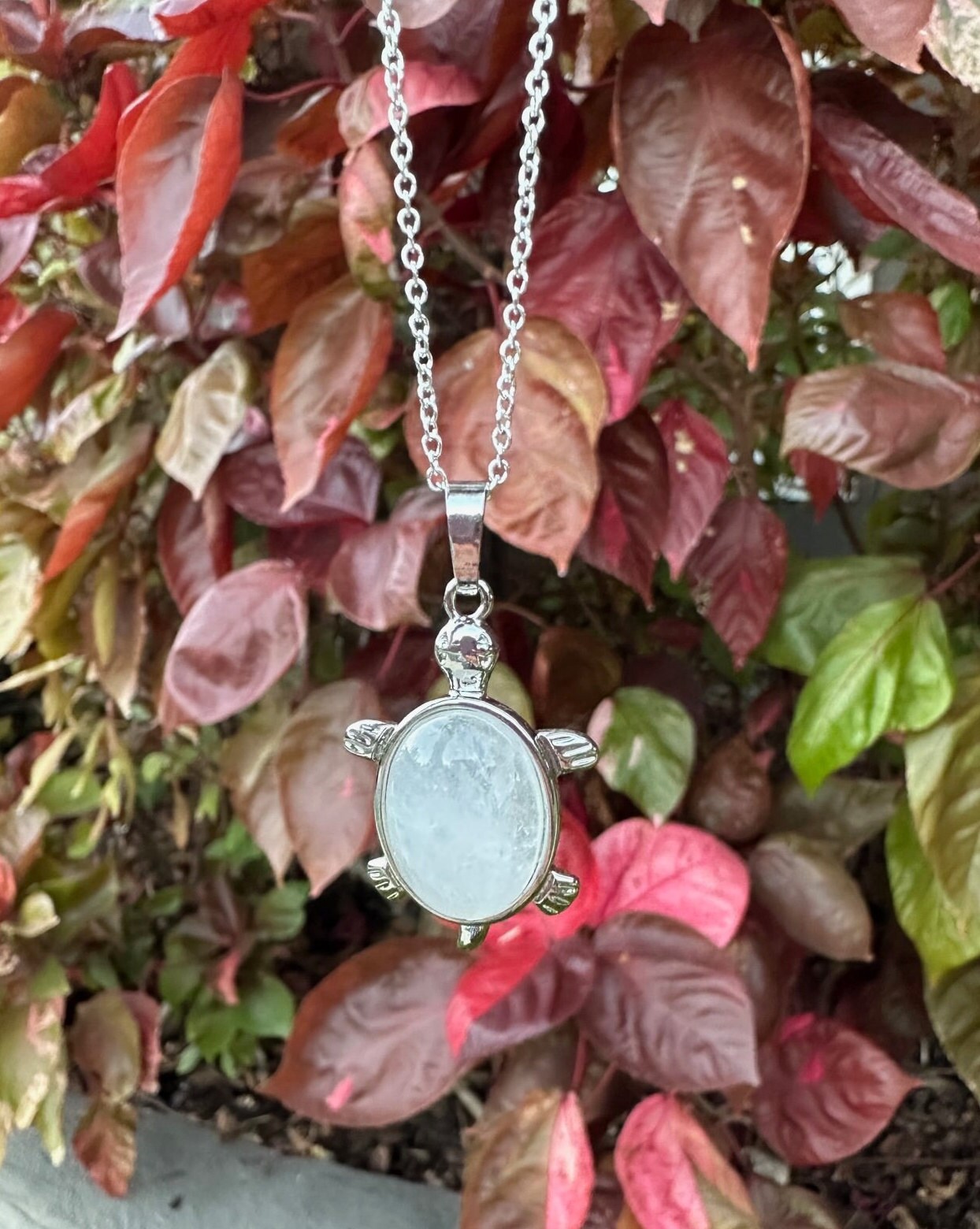 Clear Quartz Turtle Pendant Necklace