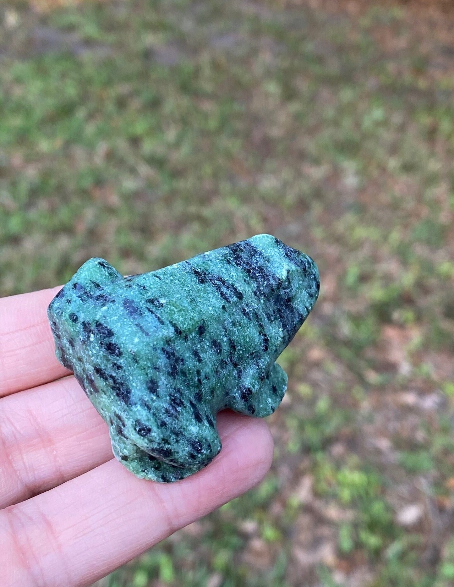 Zoisite Frog Figurine