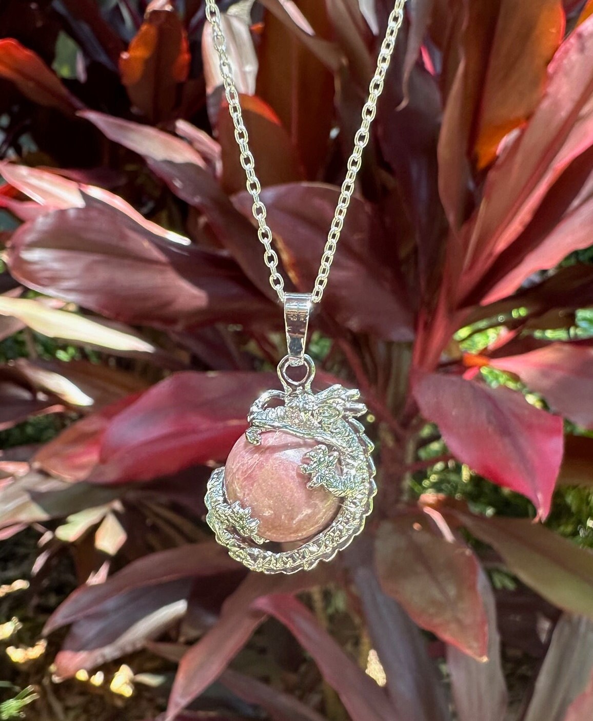 Rhodonite Dragon Ball Necklace