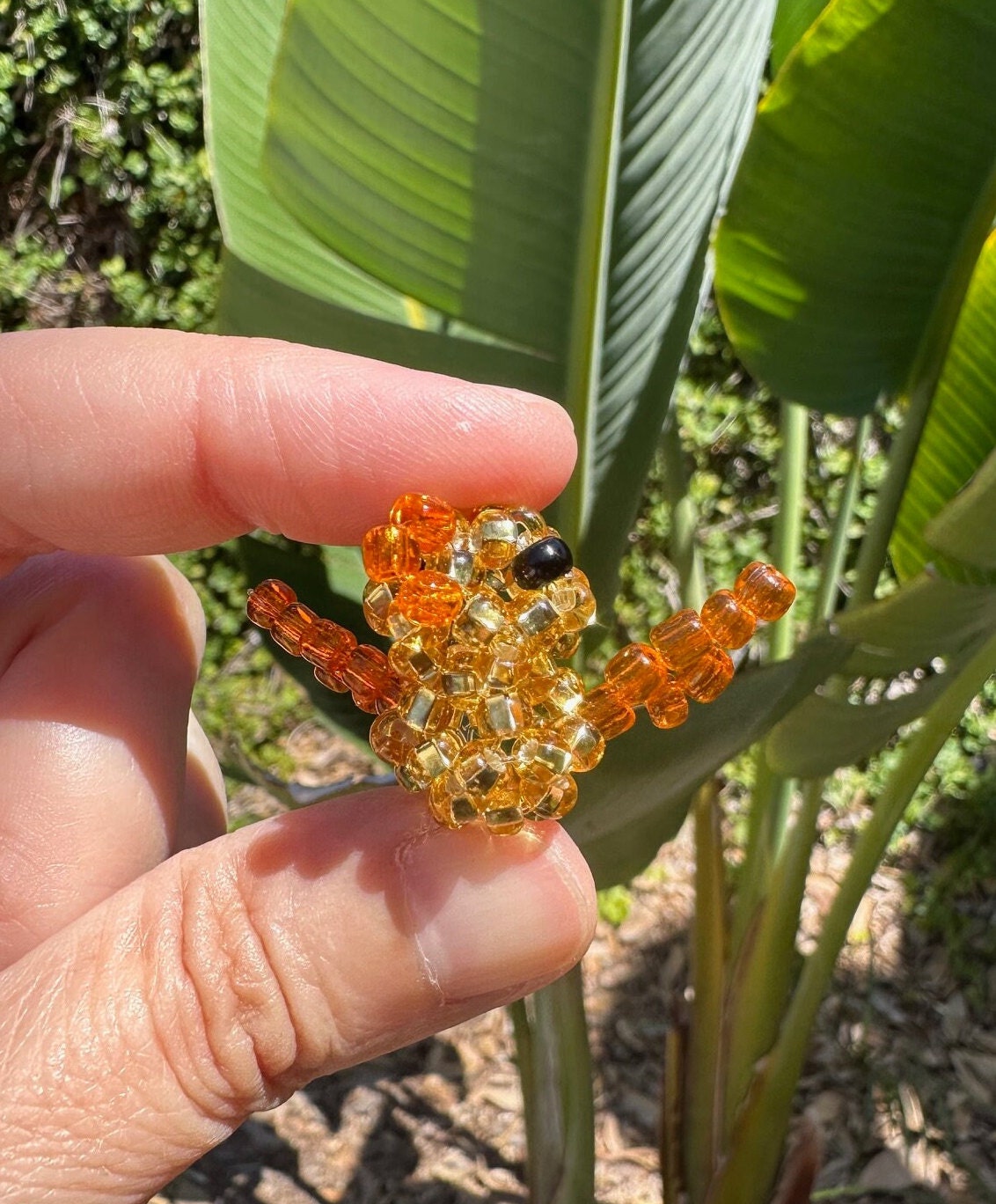 Beaded Golden Easter Chick Figurine