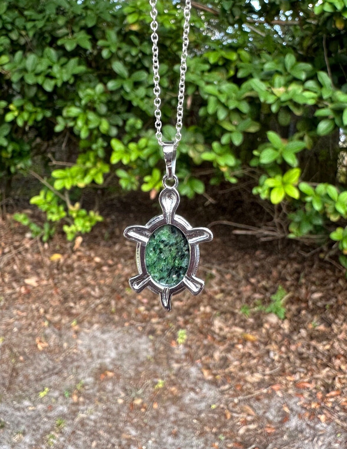 Ruby Zoisite Turtle Pendant Necklace