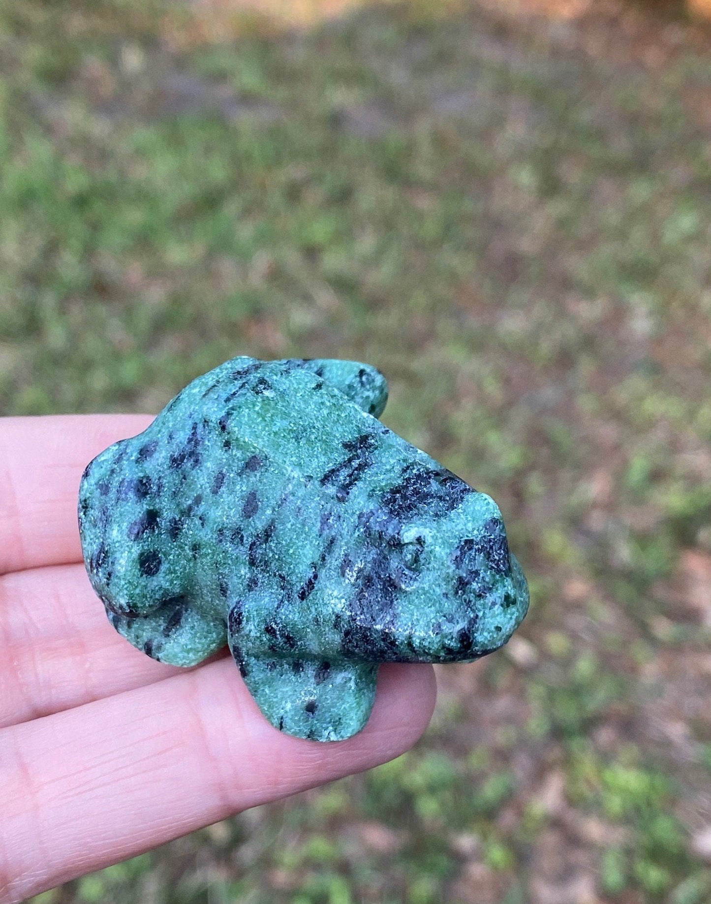 Zoisite Frog Figurine