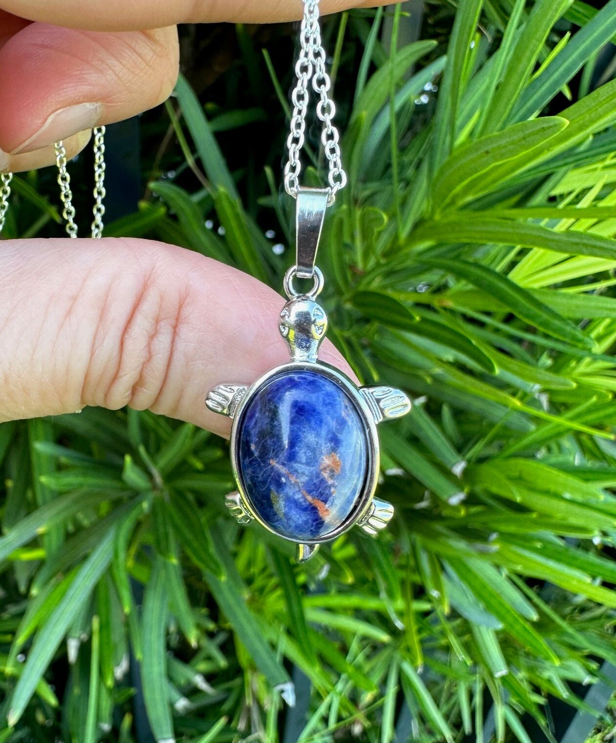 Sodalite Turtle Pendant Necklace