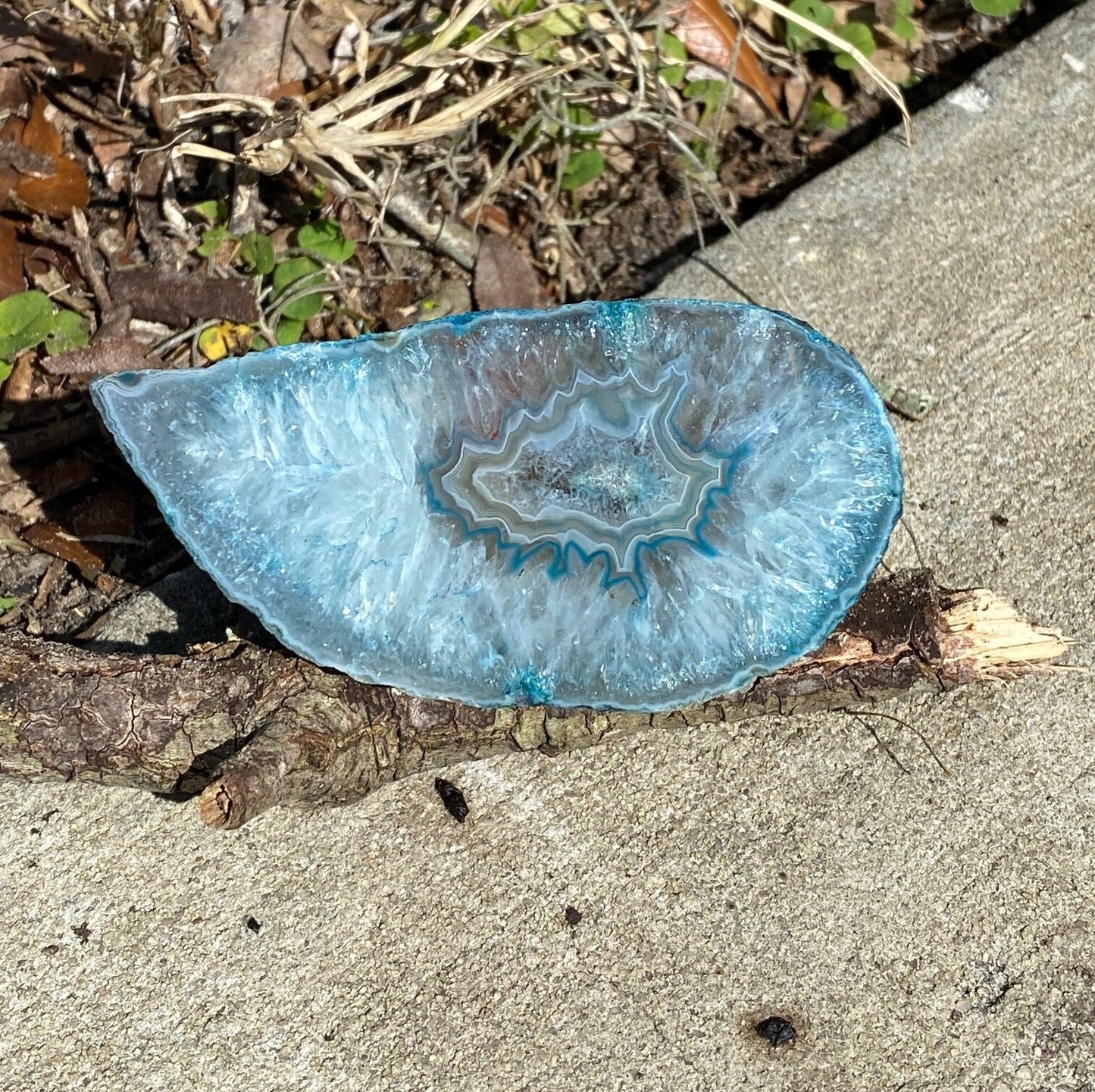 Blue Agate Stalactite Druzy Geode