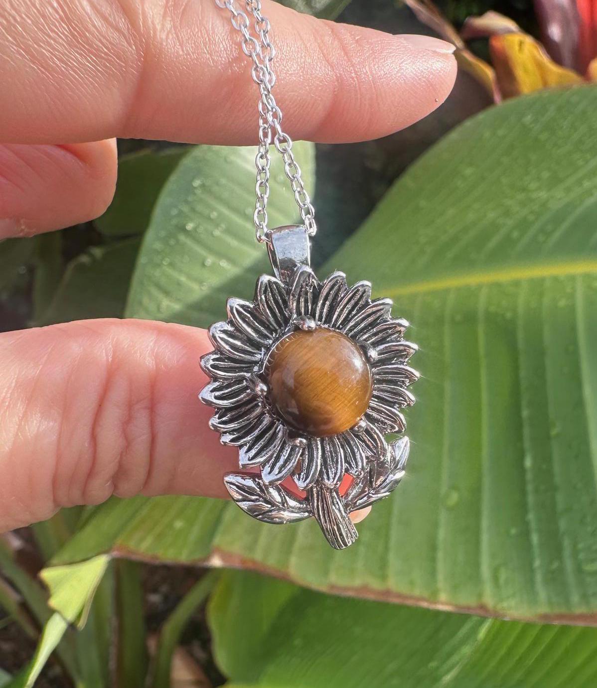 Tiger Eye Sunflower Necklace