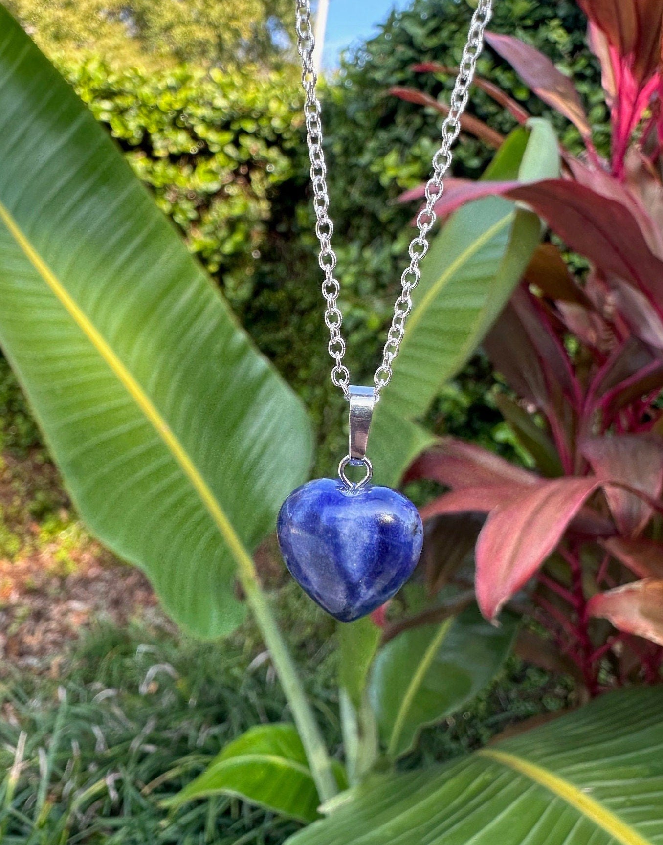 Sodalite Heart Pendant Necklace