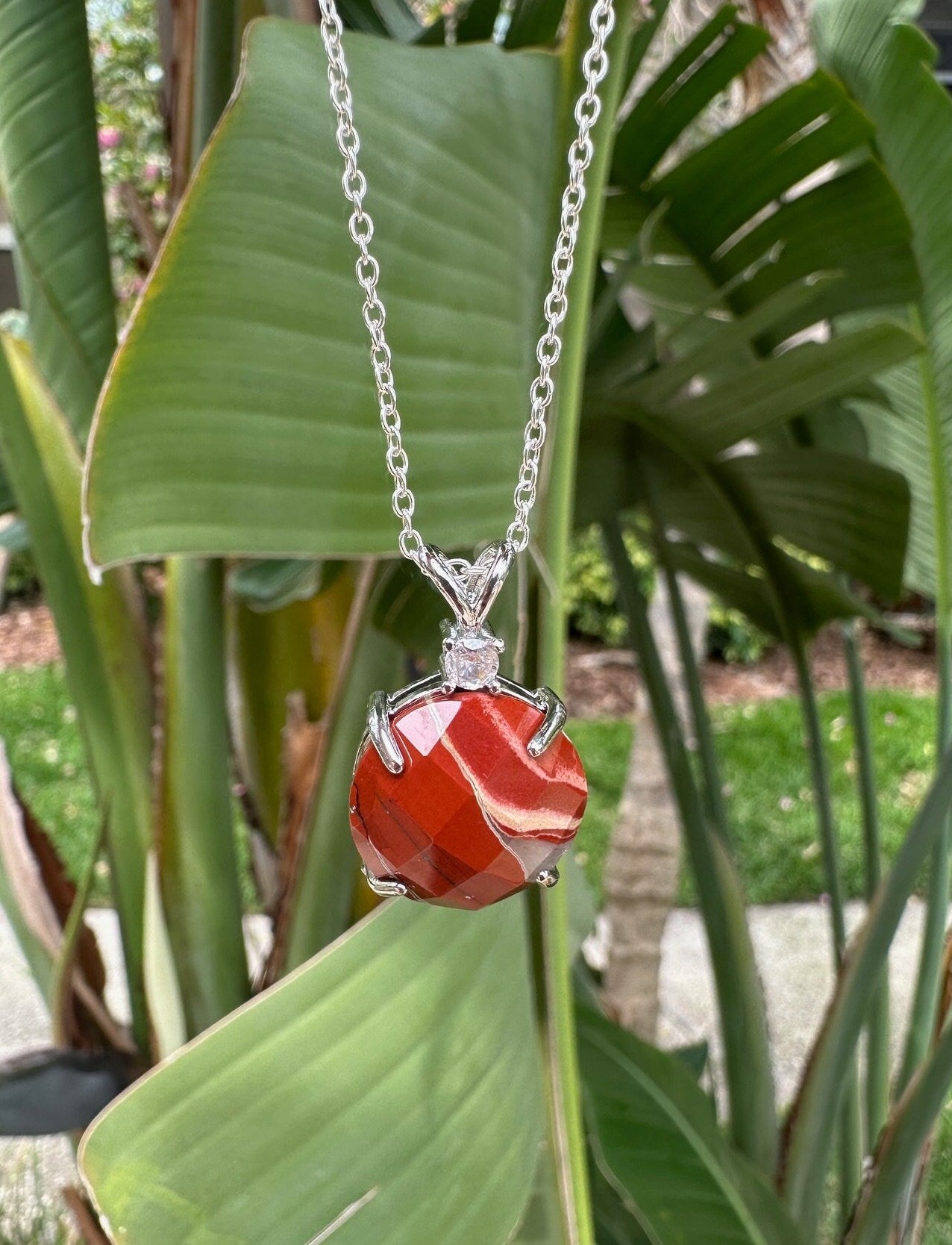 Rainbow Jasper Prism Pendant Necklace