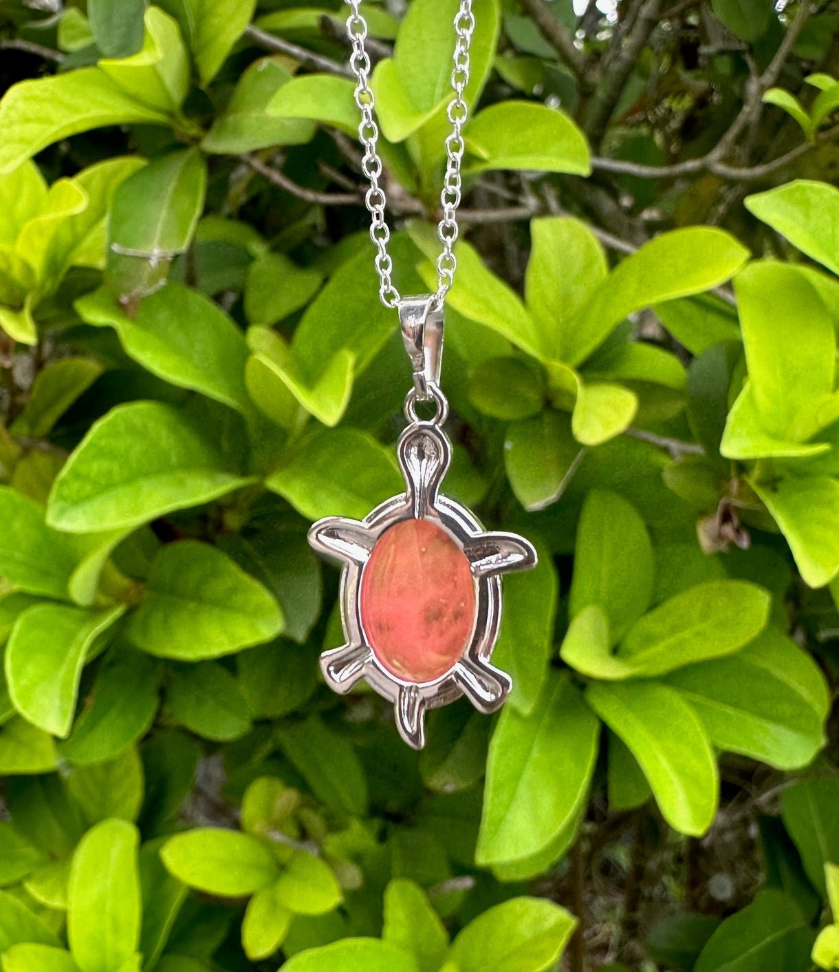 Cherry Quartz Turtle Pendant Necklace