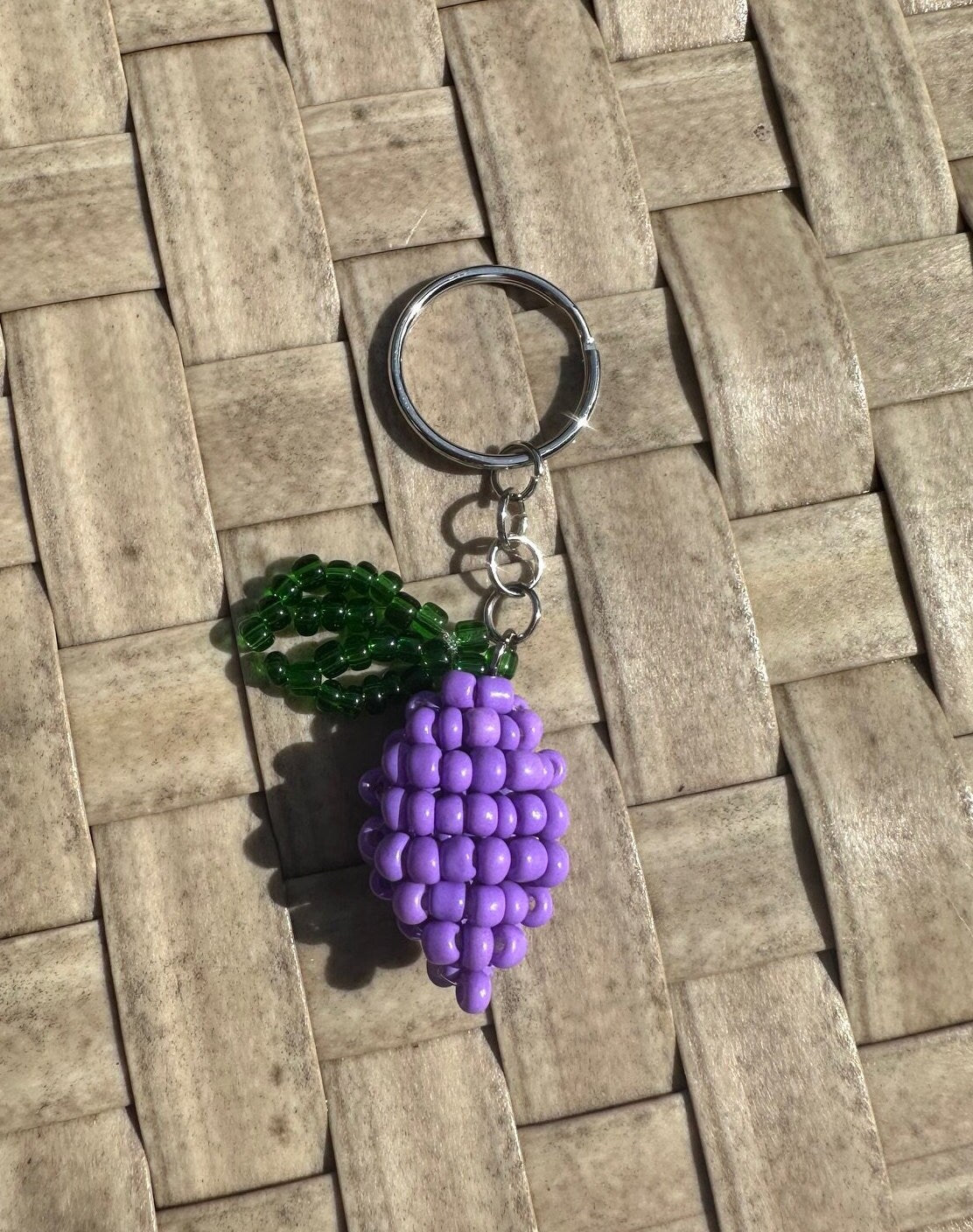 Beaded Plum Fruit Keychain