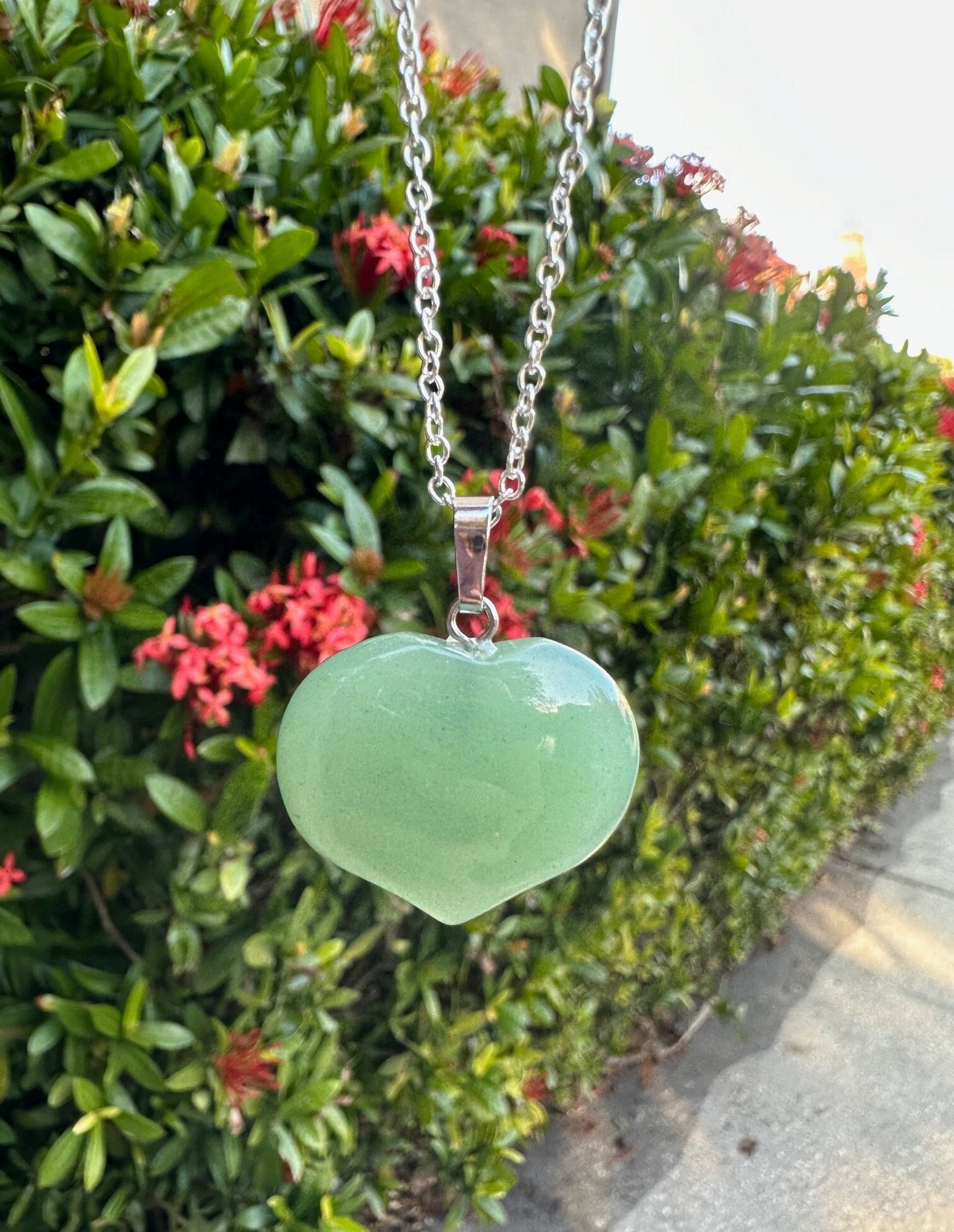 Green Aventurine Heart Pendant Necklace